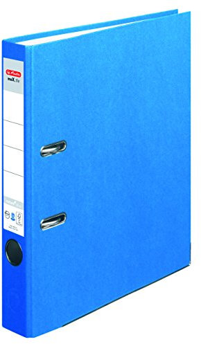 Herlitz Ordner maX.file nature plus, A4, 5 cm Rückenbreite, Spezialbeschichtung aus Papier, blau