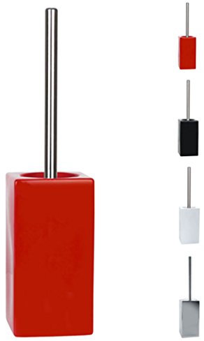 Spirella WC Bürste Toilettenbürste Klobürste Quadro Steingut, Rot, 11,5 x 45 cm