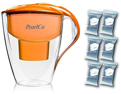 PearlCo Wasserfilter Astra (grau) - mit 6 unimax Filterkartuschen - passend zu Brita Maxtra