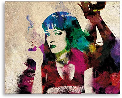 Kunst Druck auf Leinwand - Pulp Fiction Mia Wallace (div. Größen) Bild fertig auf Keilrahmen ! Graffiti Like Banksy Art Gemälde Kunstdrucke, Wandbi (140x180cm)