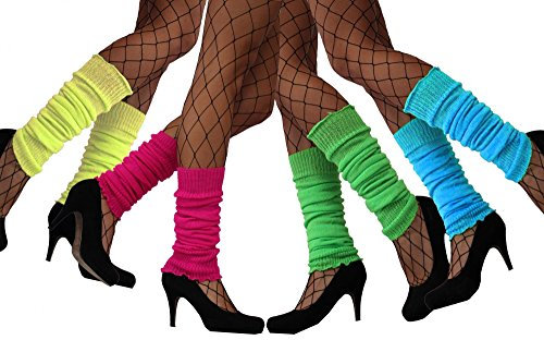Sexy 80er Jahre Neon Stulpen für Damen - Tolles Accessoires zum Aerobic Kostüm 90er Bad Taste Farbe Pink