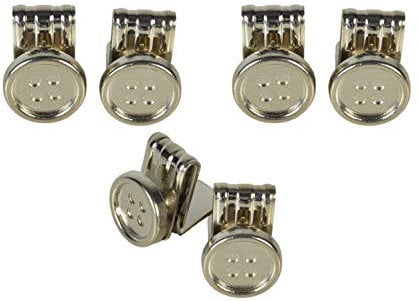 Olata Sechserpack Clip-on-Knöpfe für Hosenträger in Geschenkbox. Silber