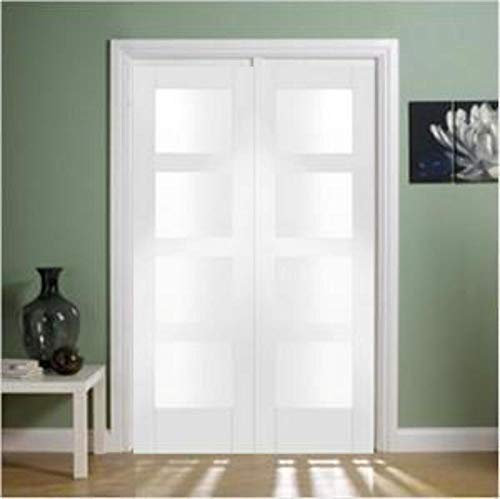 XL Joinery Internal White Primed Shaker Clear Glass Door Pair