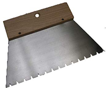 Hebo Metall-Zahnspachtel, Edelstahlklinge, Polystyrolgriff, 200mm, Bodenbelagskleber, Spachtel