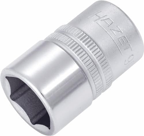 HAZET Steckschlüsseleinsatz 900-17 I 12,5 mm Vierkantantrieb, 17 mm Schlüsselweite, mit Rändelung I Steck-Nuss mit verchromter und polierter Oberfläche für Handbetätigung