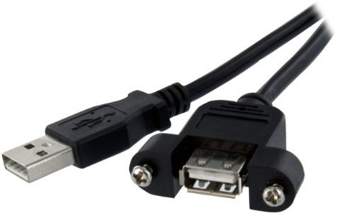 StarTech.com USBPNLAFAM1 Cavo Prolunga USB 2.0 per Montaggio a Pannello di Tipo A/A, F/M, 30 cm, Nero