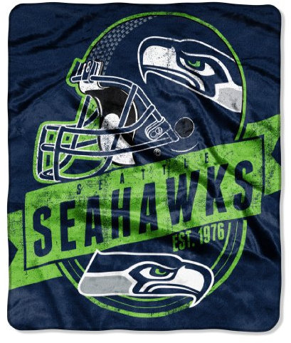 The Northwest Group Offiziell lizenzierte NFL Seattle Seahawks Grand Stand Plüschdecke, Raschel, Überwurf, Decke, 127 x 152,4 cm, Mehrfarbig