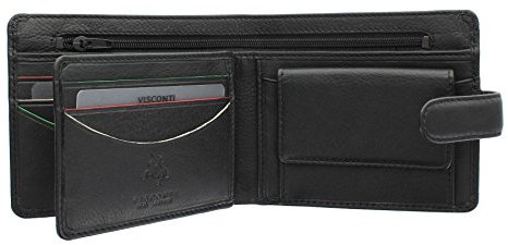 Portafoglio uomo Visconti Augusti Collection SAWGRASS in pelle doppio scomparto Blocco RFID AG17 Nero