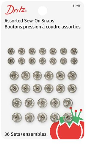 Dritz 81-65 Sew-On Snaps, Size 1/0, 2/0 & 4/0, Nickel-Plated Brass, 36 Count