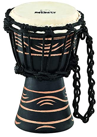 Nino Percussion Moon Rhythm Djembe - Sehr kleines Musikinstrument für Kinder ab 3 Jahren - Durchmesser 4,5 Zoll - Mahagoni, Natur (NINO-ADJ4-XXS)