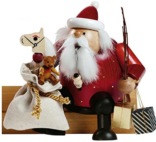 KWO Olbernhau 21608 Räuchermännchen Kantenhocker Weihnachtsmann, 16 cm