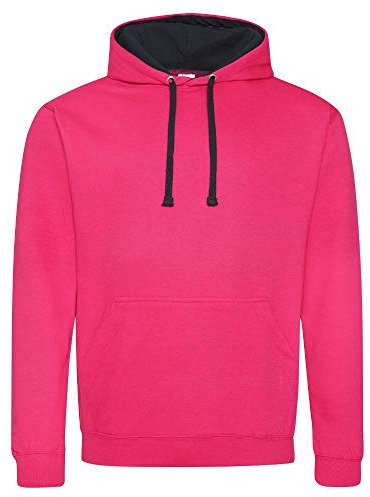 Just Hoods - Unisex Varsity Hoodie/Hot Pink/French Navy, M