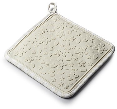 Zeal Silicone Square Trivet Mat & Hot Pot Holder Gingham Cream (20cm/8”), 34 x 28 x 1.5 cm