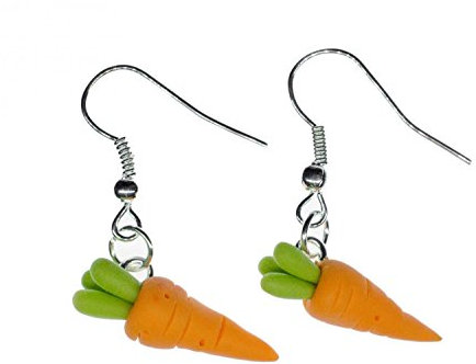 Miniblings Karotten Möhren Ohrringe - Handmade Modeschmuck I Rüben 3D Kaninchen Ostern - Ohrhänger Ohrschmuck versilbert