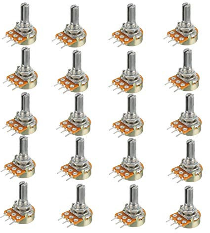 HiLetgo WH148 Einzelgelenk-Potentiometer, 5 K, B5 K, variabler Widerstand, 15 mm Schaft, 3 Pins, 5 K Ohm Potentiometer, 20 Stück