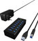 ICY BOX 7-fach USB 3.0 Hub mit 12 V / 3 A Stromadapter, Aluminiumgehäuse und USB-Ladeport, IB-AC618