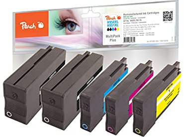 Peach H950/951 Spar Pack Plus Druckerpatronen XL (2xBK, C, M, Y) ersetzt HP No. 950XL, No. 951XL, CN045E*2, CN046E, CN047E, CN048E für z.B. HP OfficeJet Pro 8600 Plus e-All-in-One
