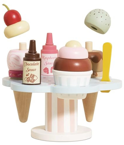 Le Toy Van – Pädagogisches Honeybake Rollenspiel Carlos Eiscreme aus buntem Holz | Tolles Rollenspiel-Geschenk für Mädchen und Jungen – Geeignet für Kinder ab 2 Jahren