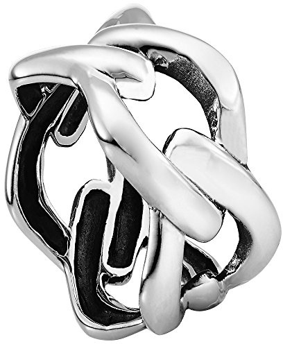 Vinani Damen Design Ring 925 Sterling Silber – Breiter Verschlungener Panzerkettenring mit Glänzender Oberfläche, Modernes Elegantes Schmuckstück für Frauen, Handgefertigt