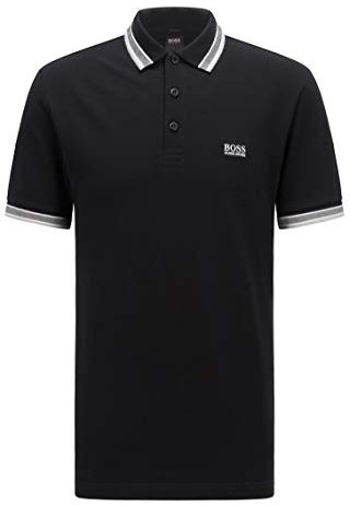 BOSS Hommes Paddy Polo en piqué de Coton avec col et Poignets rayés