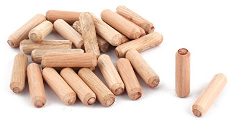 sourcing map 25 Stück Holzdübel Riffeldübel für Möbel Schrank Schubladen, rund 30 mm x 8 mm