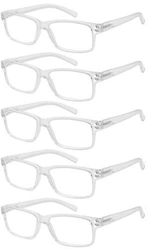 Eyekepper 5er-pack Federscharniere Vintage Herren Lesebrille (Transparenter Rahmen)