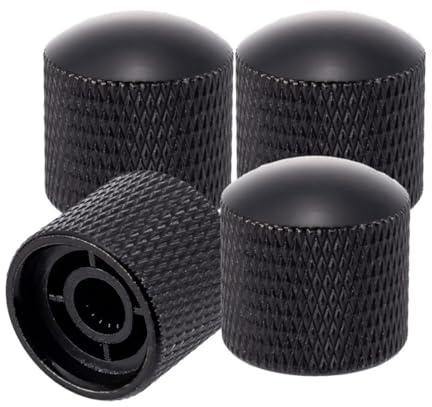 4 x schwarz Metall Volumen Ton Regler Dome Knöpfe Gitarre Bass-Teile