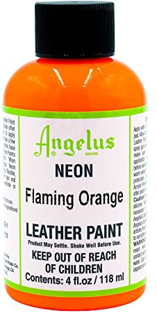 Angelus Leather Paint, Neon Flaming Orange, 4 ounce jar (725-04-129)
