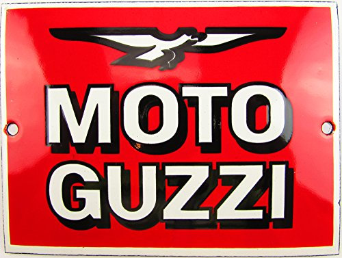 Targa smaltata Moto Guzzi, 9 cm x 12 cm, classica targa pubblicitaria pubblicitaria anni 50, stile retrò Fifties