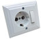 GUNSAN Schutzkontakt-Steckdose mit Universalschalter - Aus und Wechselschalter (2x 16A, 230V, weiß, Schuko, Metall und Kunststoff)