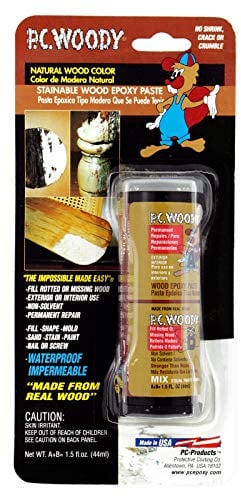 PC Products PC-Woody Wood Repair Epoxy Paste, Two-Part 1.5 oz in Two Jars, Tan 23334