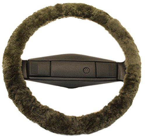 Reissner Lammfelle | LERA-15-GRU | Lenkradbezug Lenkradschoner Lenkradhülle für Auto und Wohnmobil | Echtes Merino Lammfell | Florhöhe 15mm | passend für ⌀40cm | Anti Rutsch | Farbe grün