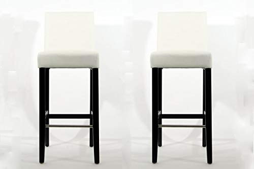 2x Edler Holzbarhocker weiß Holzgestell Schwarz mit Lehne Barhocker Holz schwarz ECHT LEDER