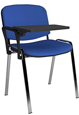 Taurus Writing Tablet Chair Frame Finish: Chrome, Colour: Blue