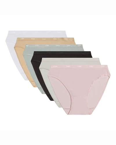 DIM Culotte Femme Les Pockets EcoDIM Coton Couleurs Douces x6, Lot Basique, L