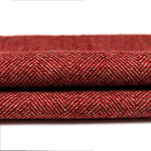 McAlister Textiles Herringbone Tweed | Stoff als Meterware in Rot | Per halber Meter | 140 cm Breite | traditionelles gewobenes Fischgräten-Muster für Polster, Kissen, Vorhänge