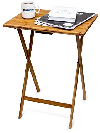 Relaxdays Klappen, platzsparend, robust, nachhaltiges Bambus Holz, Klapptisch HBT 63x48x38,5 cm, Natur, Beistelltisch klappbar, 48 x 38.5 Centimeters, 10015834