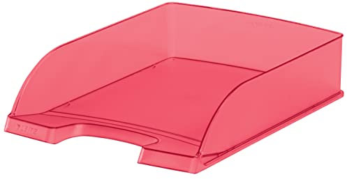 Leitz Briefkorb Standard A4, Briefablage in Premium-Qualität, Stapelbares Ablagefach als Schreibtisch-Organizer, Kombinierbar mit Plus-Serie, Rot Frost, 52270026