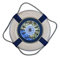 Hampton Nautical Vintage White with Blue Rope Bands Decorative Life Ring Clock, 15