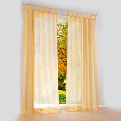 Thinkbay Handarbeit Schlaufen Gardine Schöne Vorhänge 1er-Pack Vorhang H*B 225 * 140cm Sonnengelb