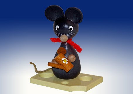 Rudolphs Schatzkiste Ganzjahresdekoration Maus auf Käse mit Gießkanne Höhe 7cm NEU Figur Frühling Seiffen Erzgebirge Holz Rauchfigur Dekoration Weihnachten Deko