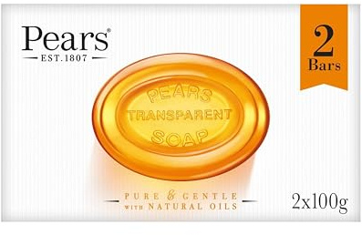 Pears Pure and Gentle Transparent Amber Soap with Natural Oils, 2x100g