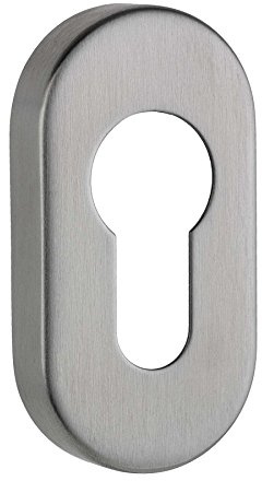 ovale Schlüsselrosette Profilzylinder Edelstahl matt - Höhe 10 mm