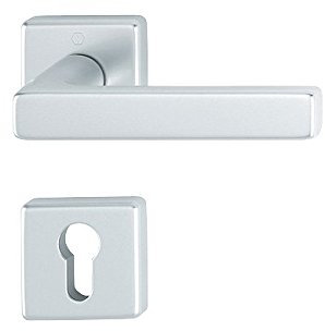 Hoppe Dallas Aluminium Alu Rosettengarnitur Quadrat F1 Natur 1643/52KV/52KVS PZ Profilzylinder