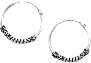NKlaus PAAR 925 STERLING SILBER Keltische Bali Feine Wikinger Creolen 18mm Ornamentik 7085