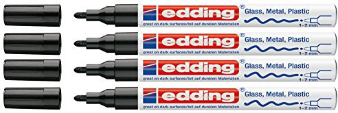 edding 751 Lackmarker M Spitze (4er Pack, schwarz), 4 Stück