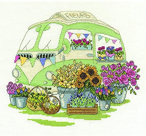 DMC Cross Stitch Kit - Flowers (1547), 100% Cotton