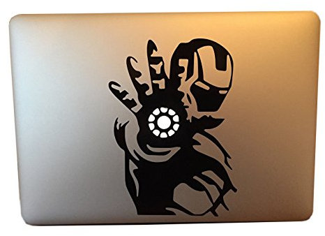 Iron Man MacBook-Aufkleber, Vinyl, Schwarz