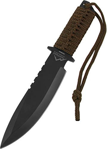 normani Messer mit feststehender Klinge und Nylontasche, Griff mit Nylonband Adventurer Farbe Braun