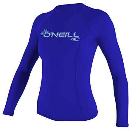 O'NEILL UV50+ Sonnenschutz Damen Basic Skins Langarm Crew Sun Shirt Rash Guard, Tahitiblau, Größe L